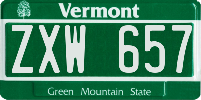 VT license plate ZXW657