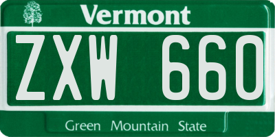 VT license plate ZXW660