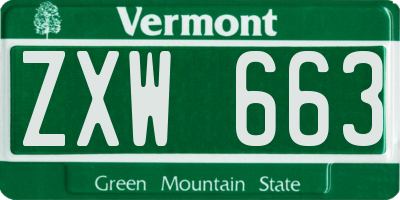 VT license plate ZXW663
