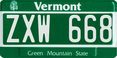 VT license plate ZXW668
