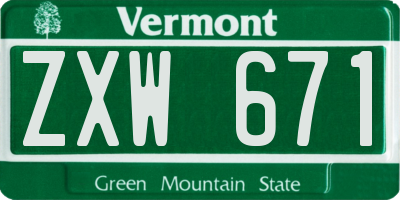 VT license plate ZXW671