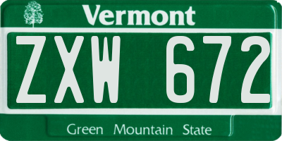 VT license plate ZXW672