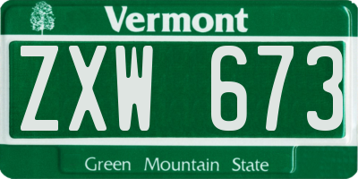 VT license plate ZXW673
