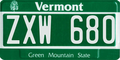 VT license plate ZXW680