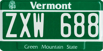 VT license plate ZXW688
