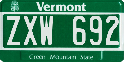 VT license plate ZXW692