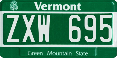 VT license plate ZXW695