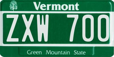 VT license plate ZXW700