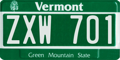 VT license plate ZXW701