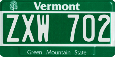 VT license plate ZXW702