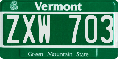 VT license plate ZXW703