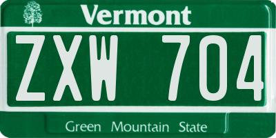 VT license plate ZXW704