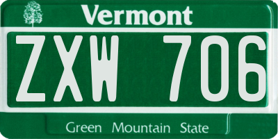 VT license plate ZXW706