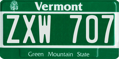 VT license plate ZXW707