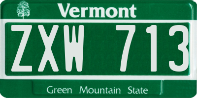 VT license plate ZXW713