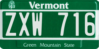 VT license plate ZXW716