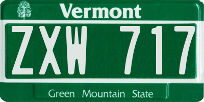VT license plate ZXW717