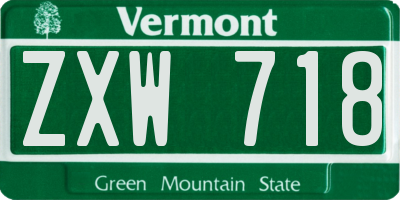 VT license plate ZXW718