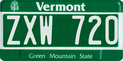 VT license plate ZXW720
