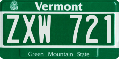 VT license plate ZXW721