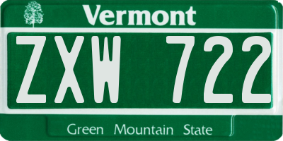 VT license plate ZXW722