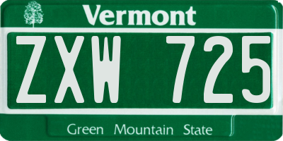 VT license plate ZXW725