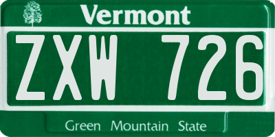 VT license plate ZXW726