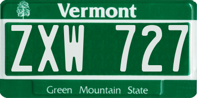VT license plate ZXW727