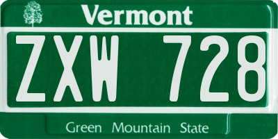 VT license plate ZXW728