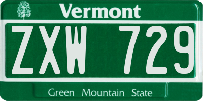 VT license plate ZXW729
