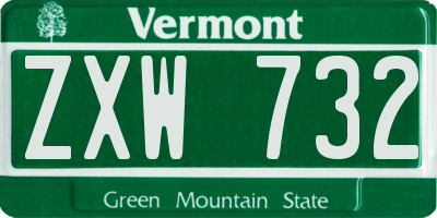 VT license plate ZXW732