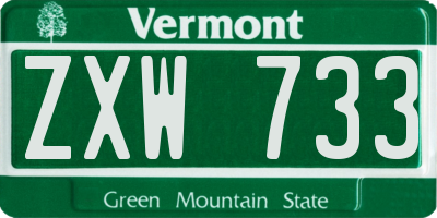 VT license plate ZXW733