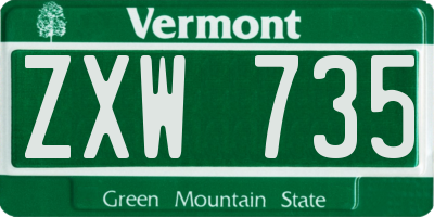 VT license plate ZXW735