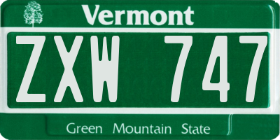 VT license plate ZXW747
