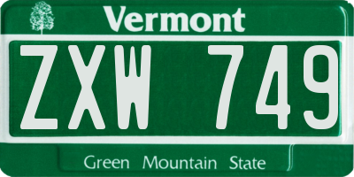 VT license plate ZXW749