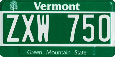 VT license plate ZXW750