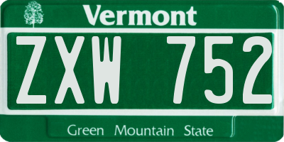 VT license plate ZXW752