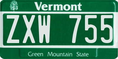 VT license plate ZXW755