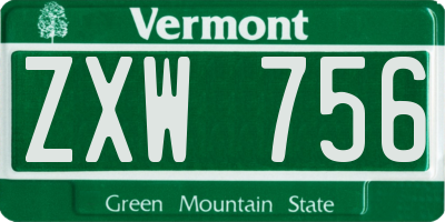 VT license plate ZXW756