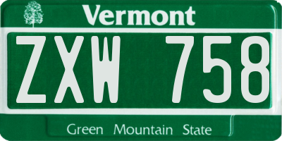 VT license plate ZXW758