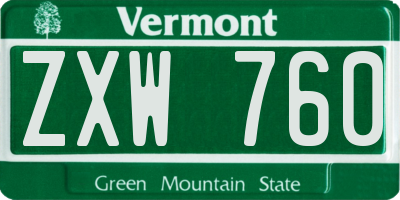 VT license plate ZXW760