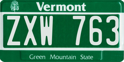 VT license plate ZXW763