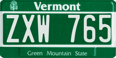 VT license plate ZXW765