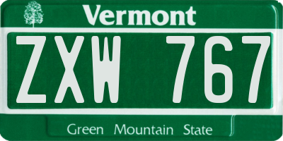 VT license plate ZXW767