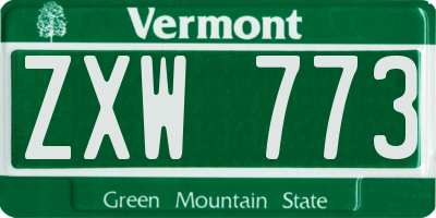 VT license plate ZXW773