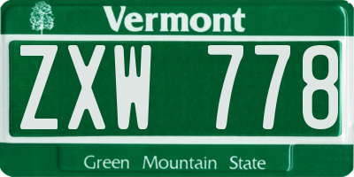 VT license plate ZXW778