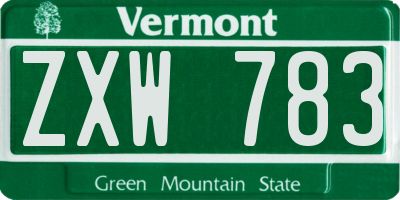 VT license plate ZXW783