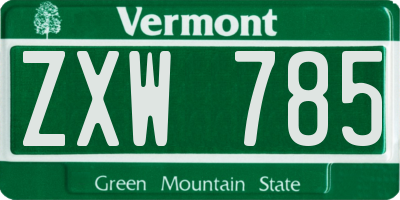 VT license plate ZXW785