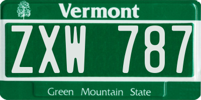 VT license plate ZXW787