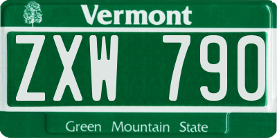 VT license plate ZXW790